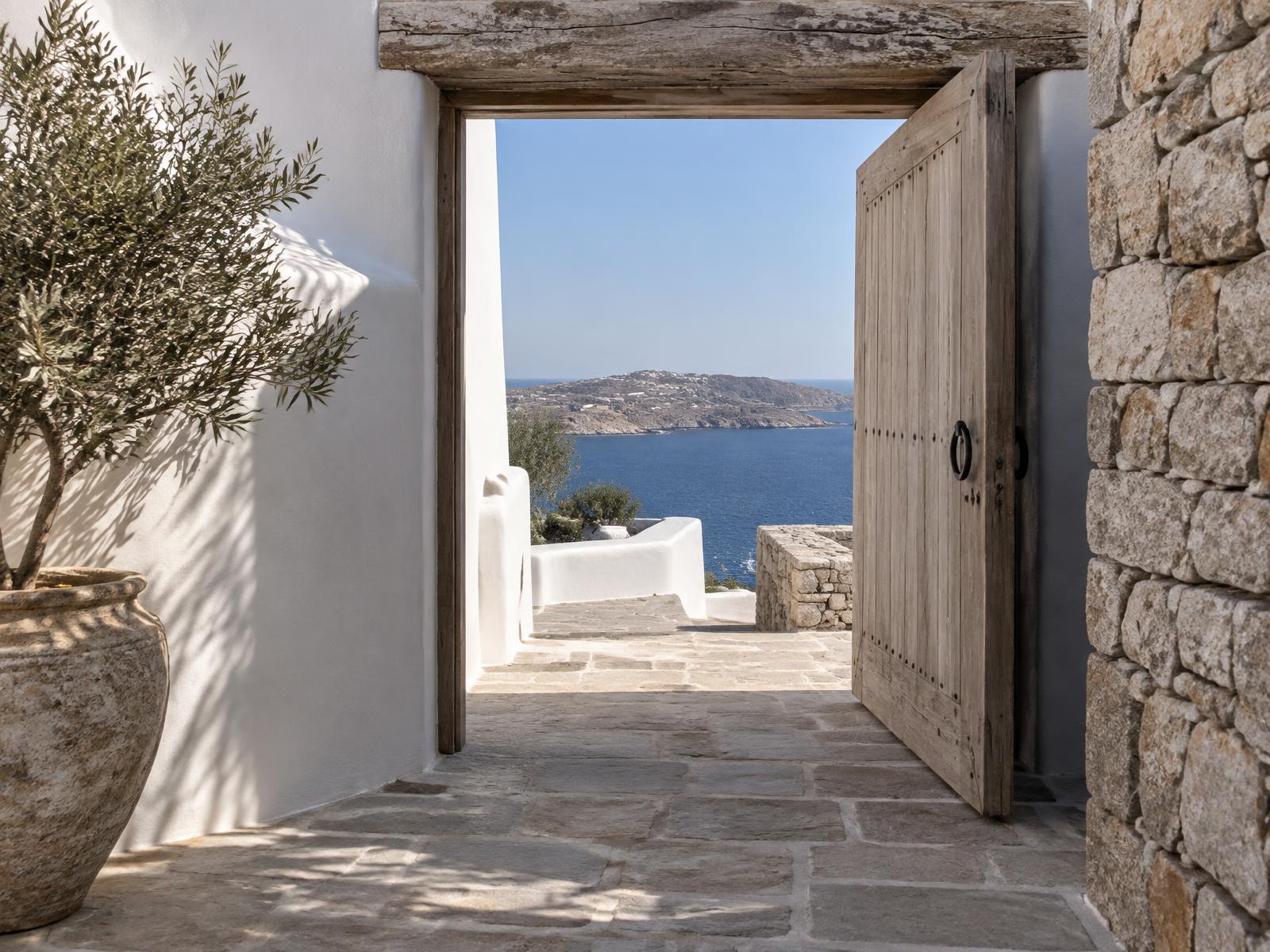 The stone entrance to Villa Aurelia