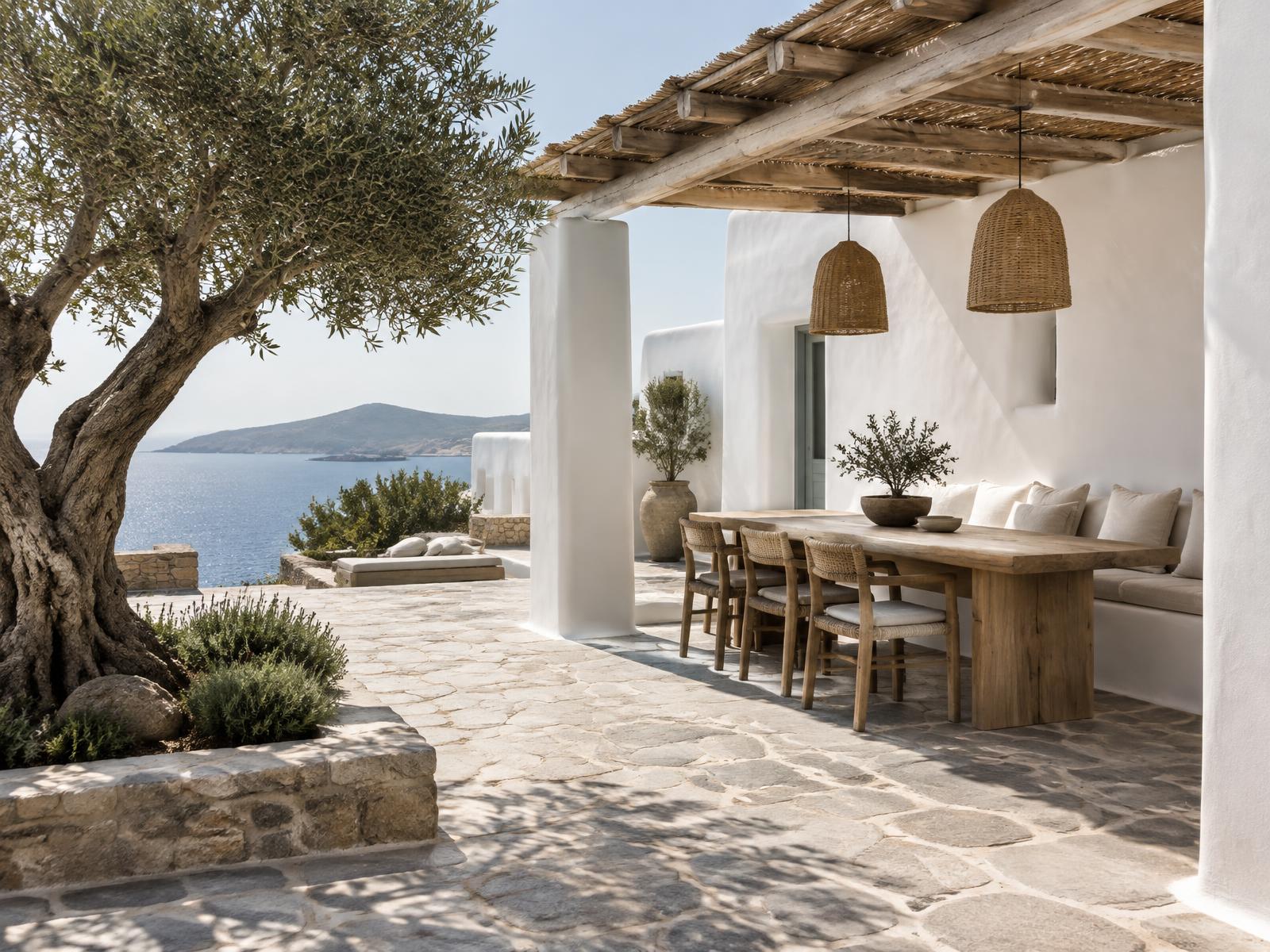 The sunlit courtyard at Villa Aurelia